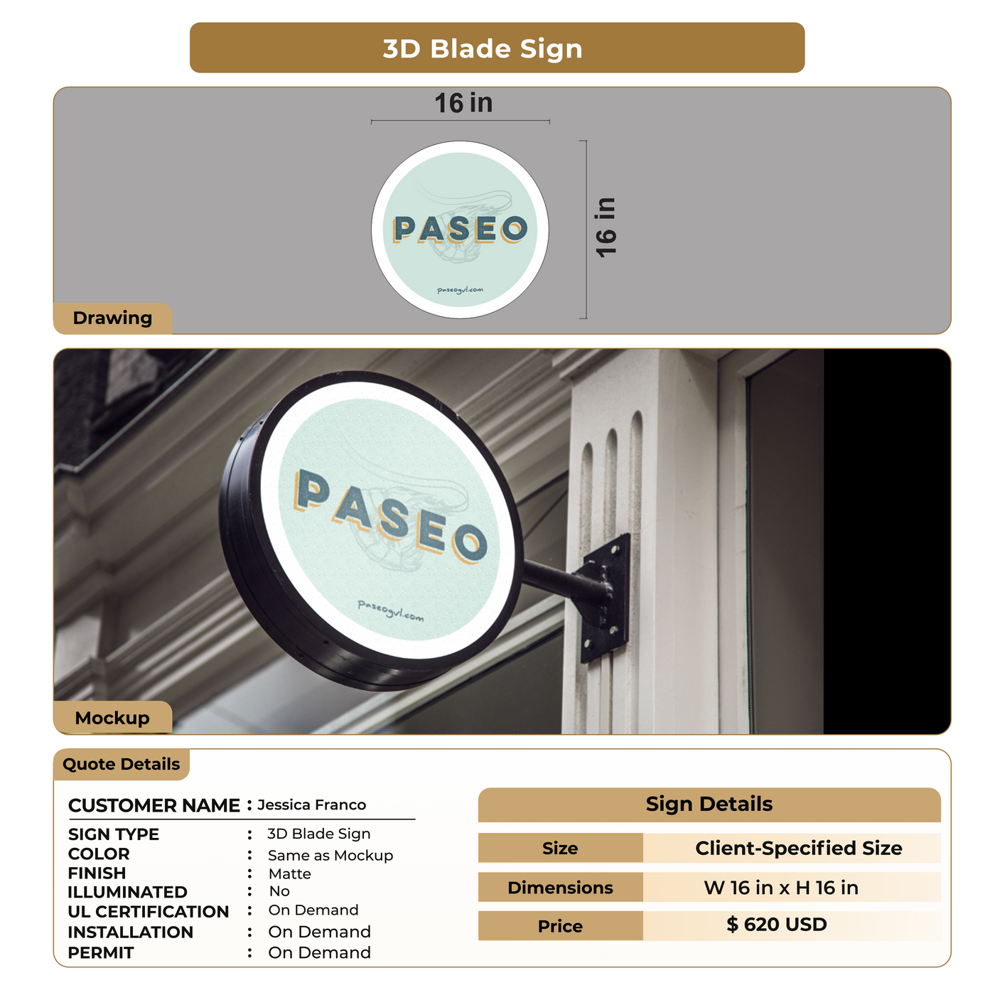 3D Blade Sign for Jessica Franco