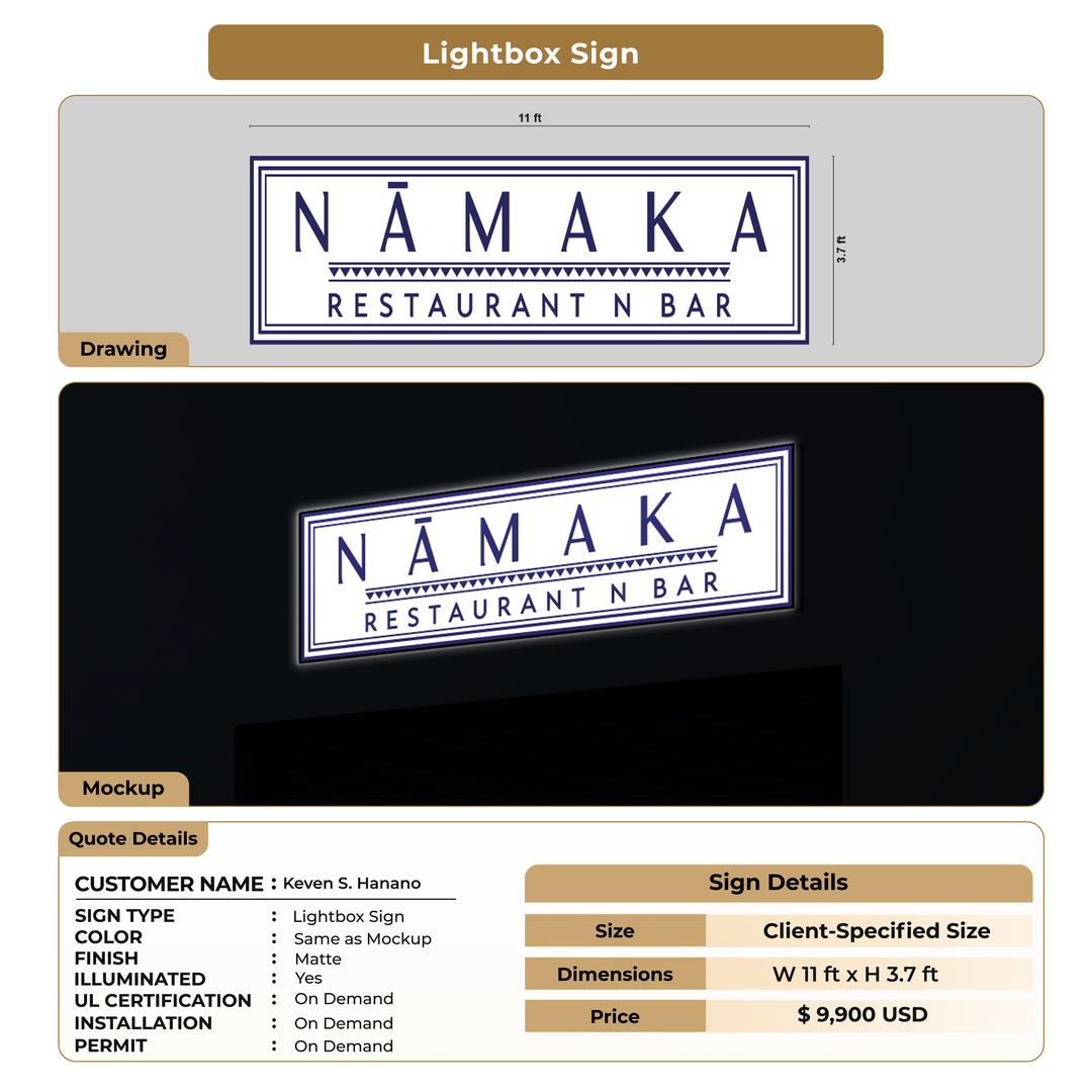 Custom Signs for Keven S. Hanano