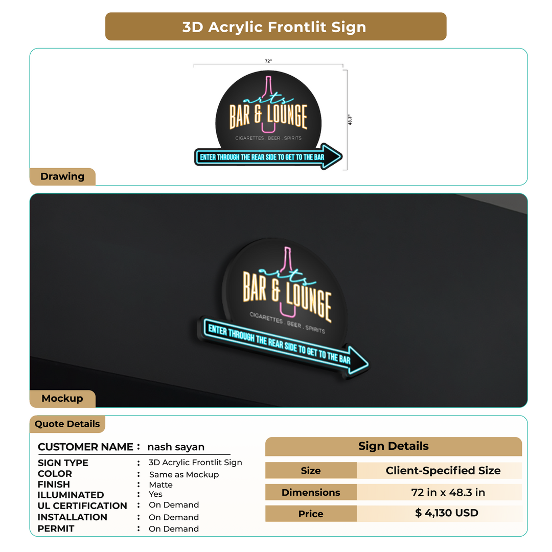 3D Acrylic Front-lit Signs for nash sayan