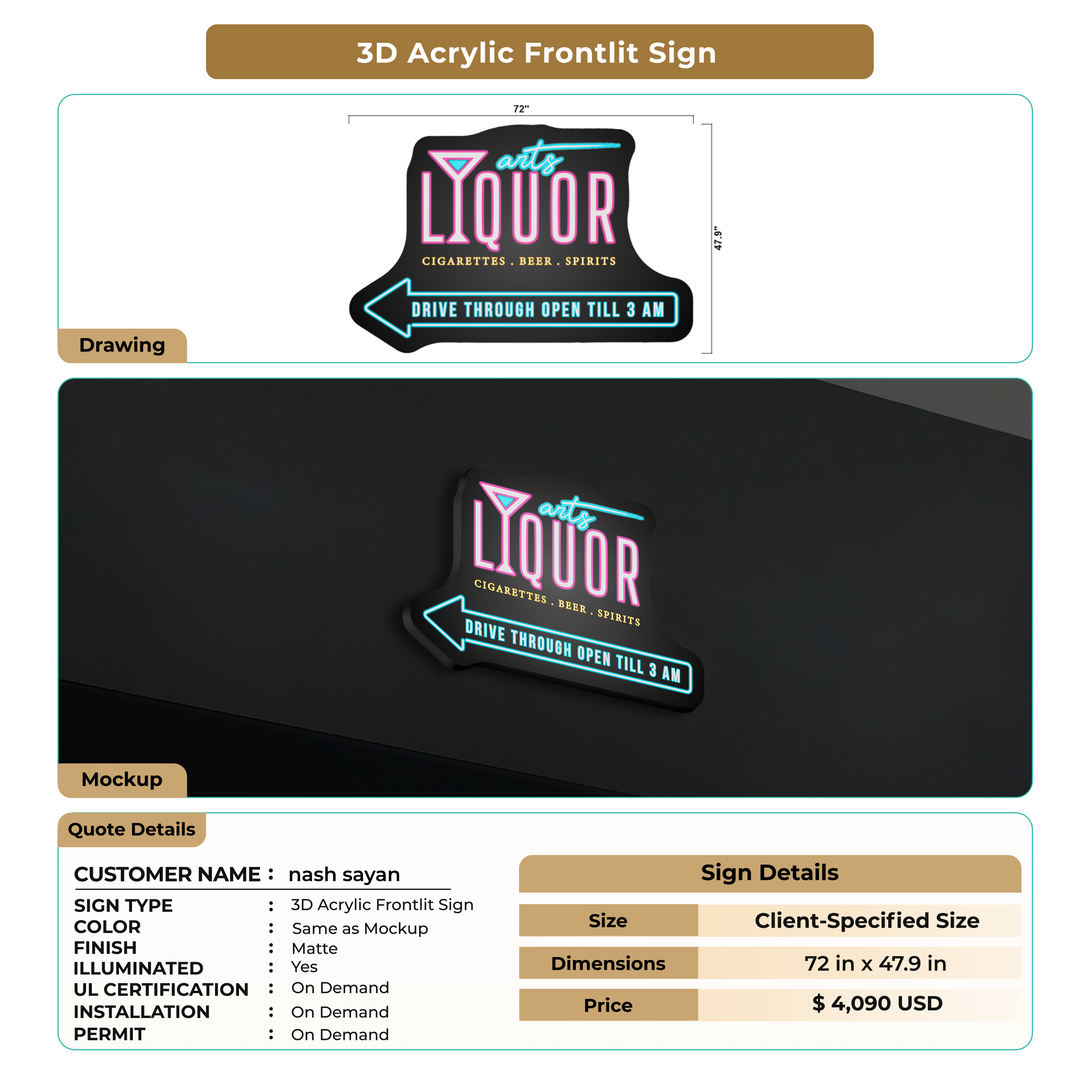 3D Acrylic Front-lit Signs for nash sayan