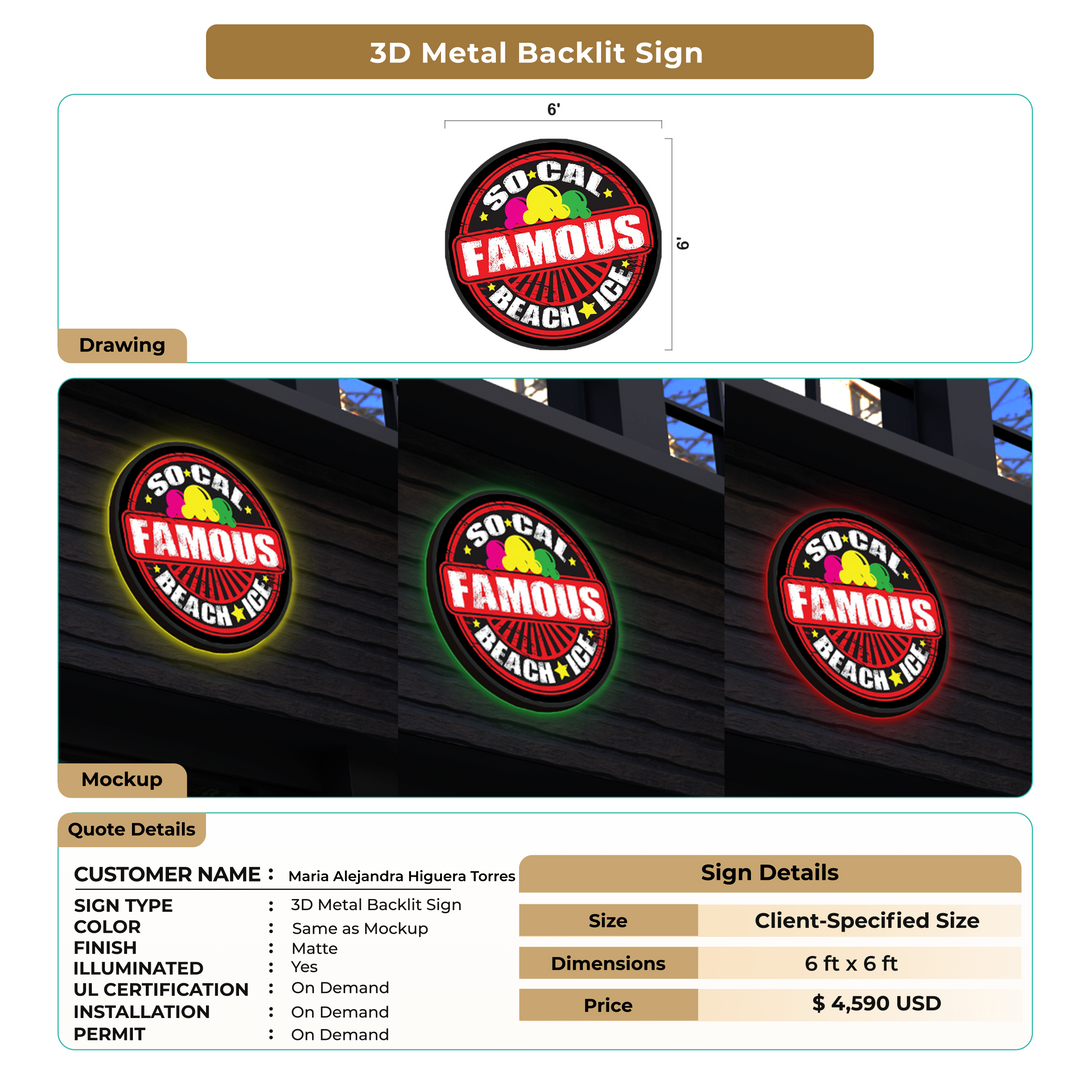 3D Metal Backlit Sign for Maria Alejandra Higuera Torres