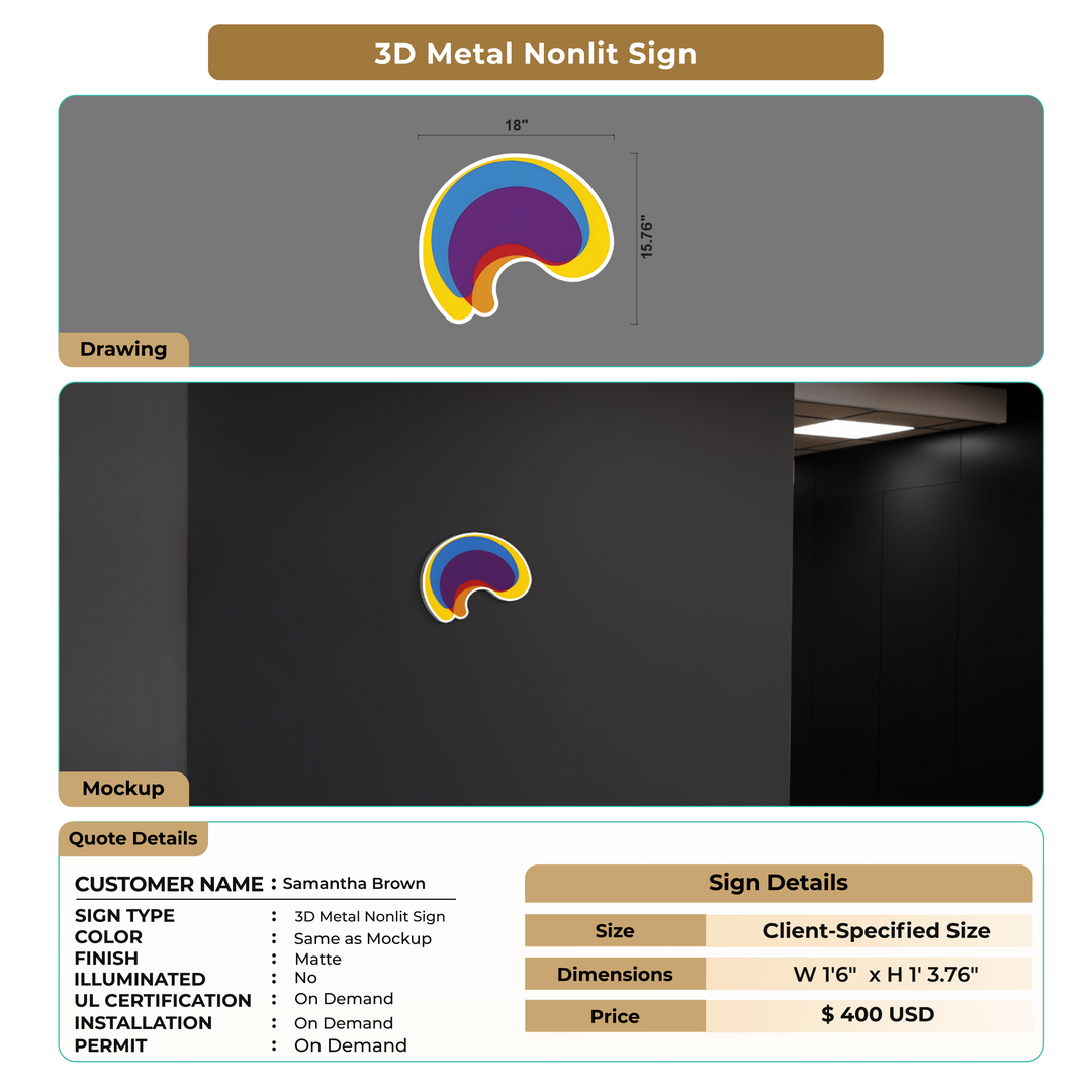 3D Metal Signs  for Samantha Brown