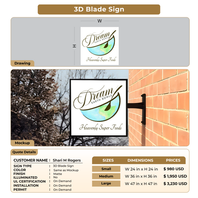3D Blade Sign for Shari M Rogers