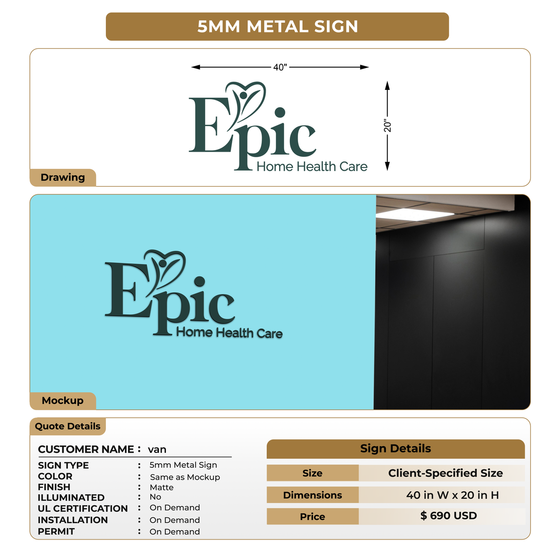 5mm Metal Sign For van