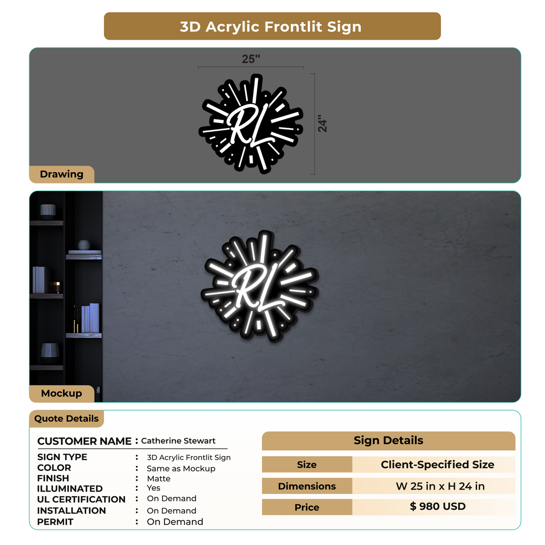 3D Acrylic Frontlit Sign for Catherine Stewart