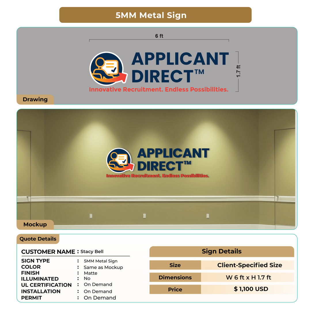 5MM Metal Signs for Stacy Bell