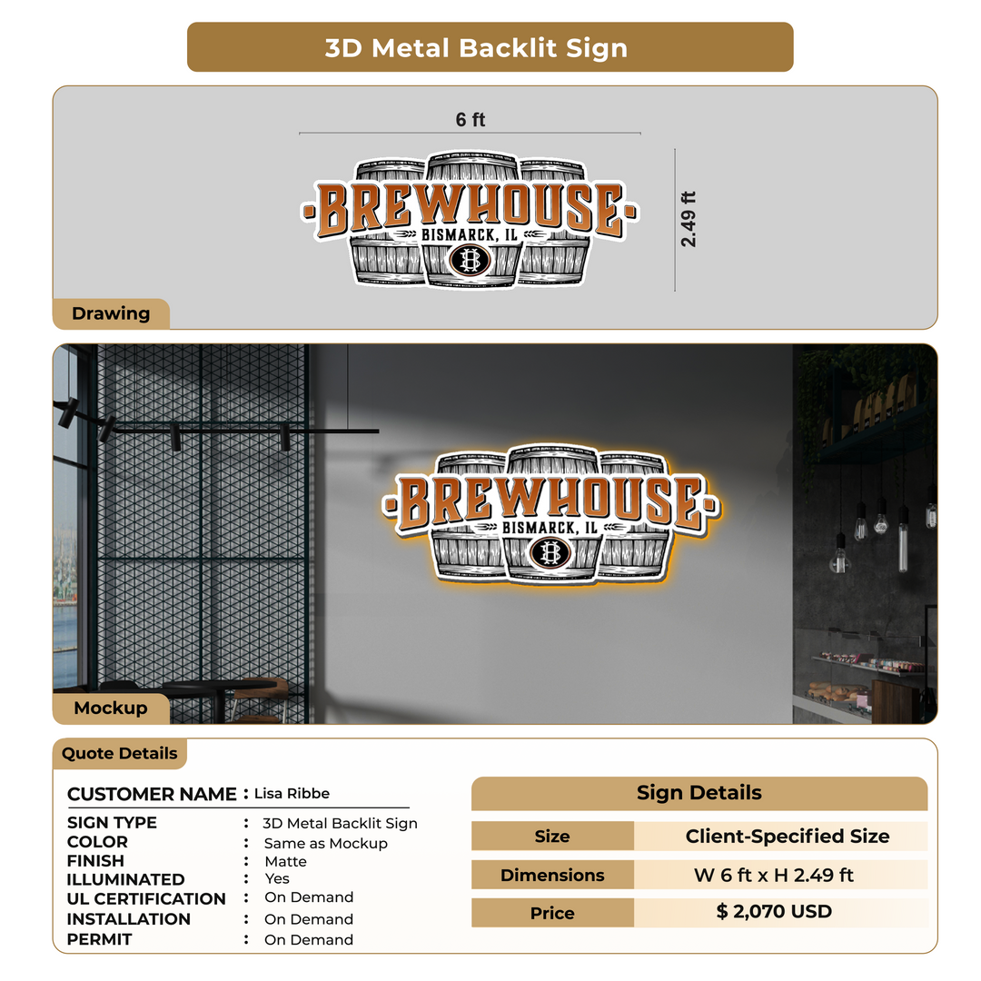 3D Metal Backlit Sign for Lisa Ribbe