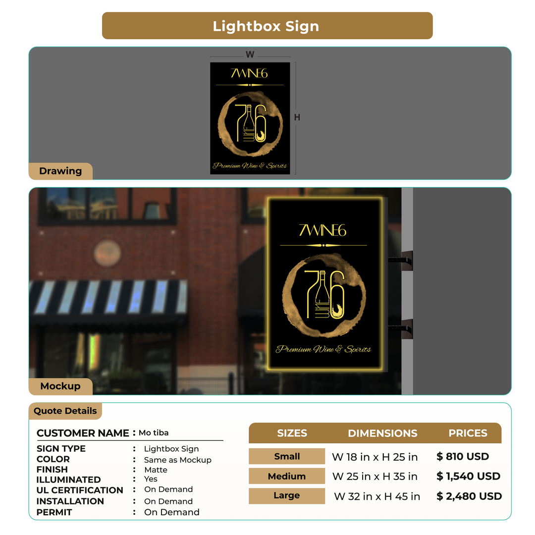 Lightbox Sign for Mo tiba