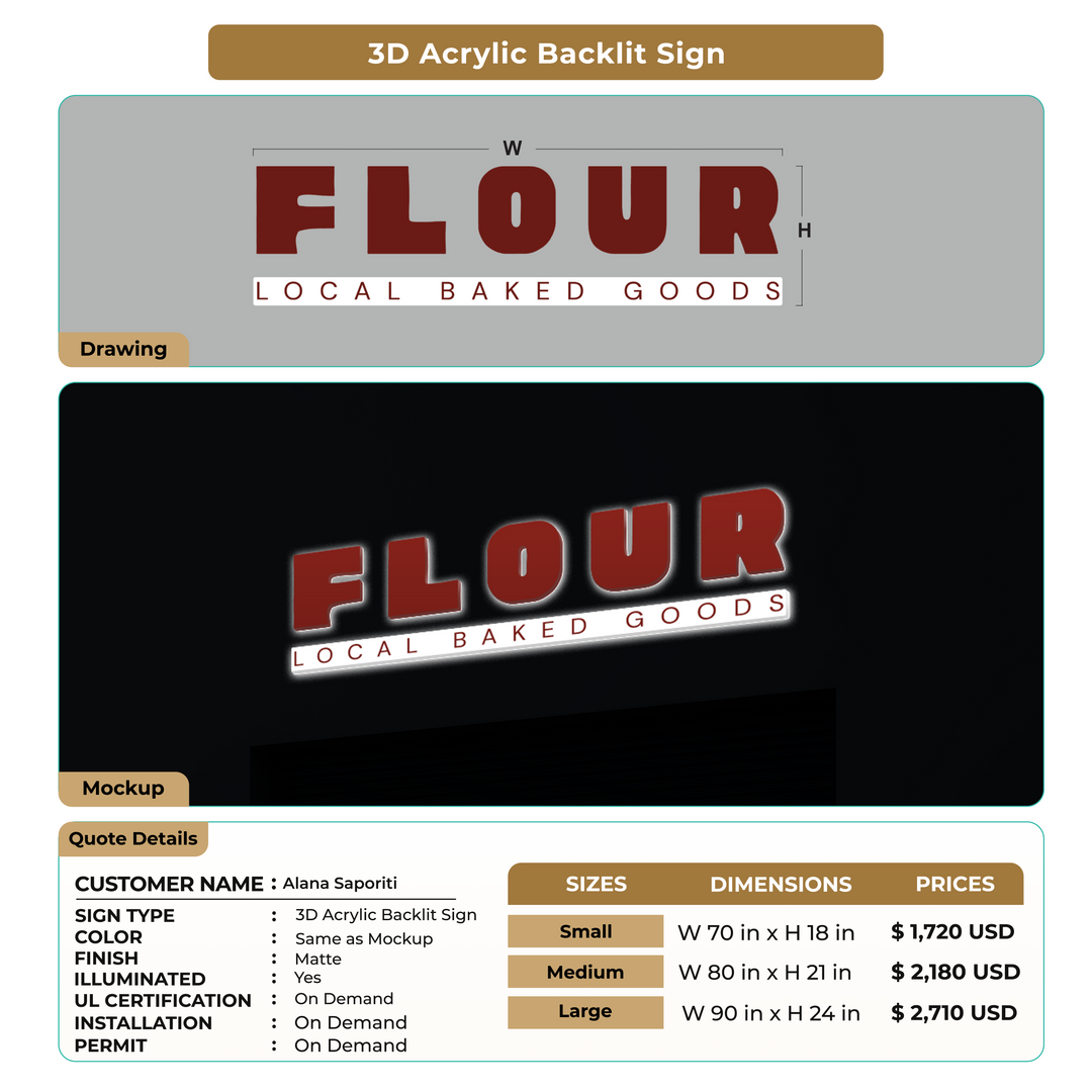 3D Acrylic Backlit Signs for Alana Saporiti