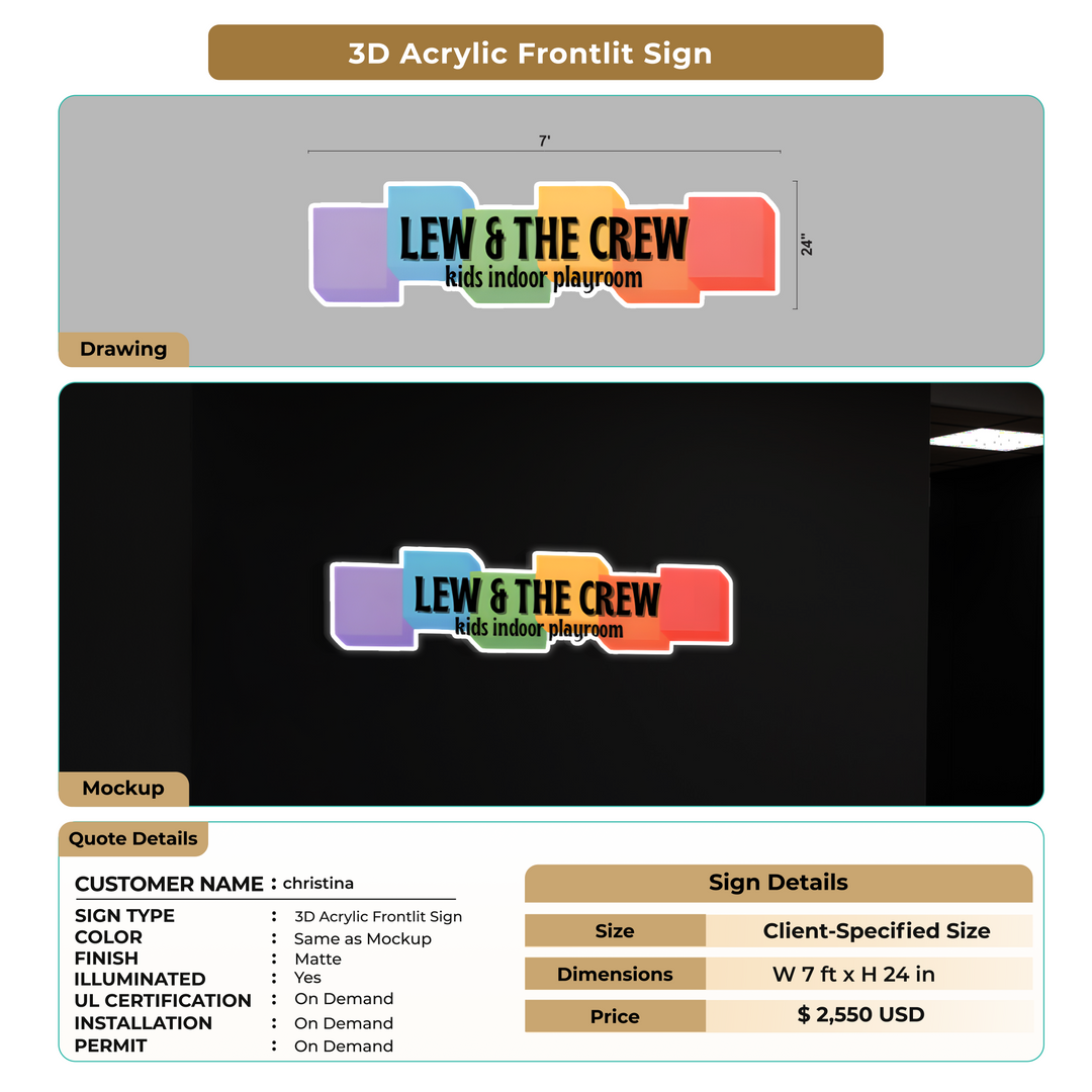 3D Acrylic Frontlit Signs for christina
